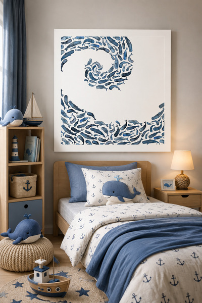 JHAAR Pește - Balenă - Delfin Tablou MDF cu aspect de cadru cu design modern