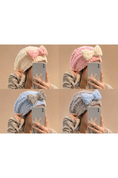 Doori Fiyonklu Mikrofiber Saç Kurutma Bonesi Süper Emici Yumuşak Saç Kurulama Havlusu Duş Sonrası Saç Bonesi Saç Havlusu