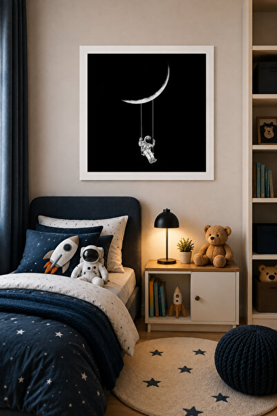 JHAAR Svemir - Astronaut - Moderna slika u MDF okviru sa temom astronomije