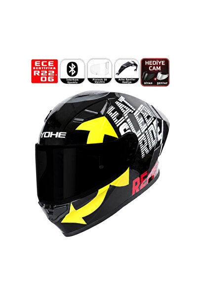 Yohe 988 Motorsiklet Kaskı Shiny Black 16A