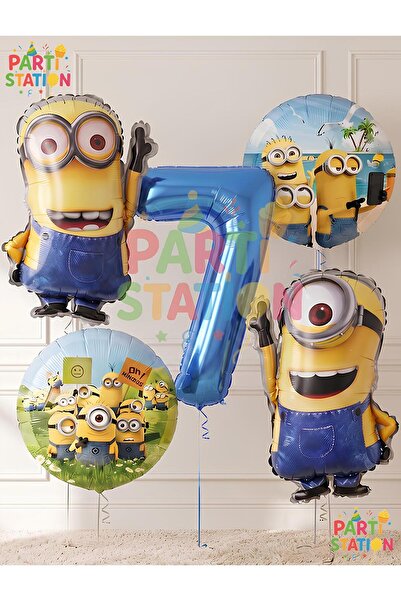 Parti Station Minions Balloon Set 5 Pieces 7 Years Old Minion Kevin and Minio...