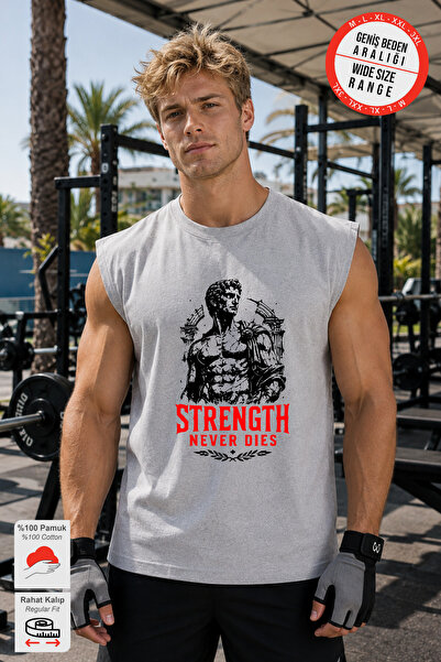 BESSA Karmelanj Strength Printed Sports Athlete's T-Shirt Crew Neck Cotton Si...