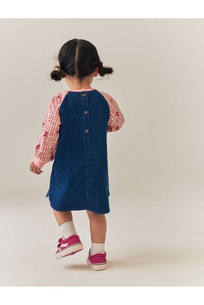 Chic Kids Wear Girl's Denim Salopet Dress Long Sleeve Denim Gilet Dress