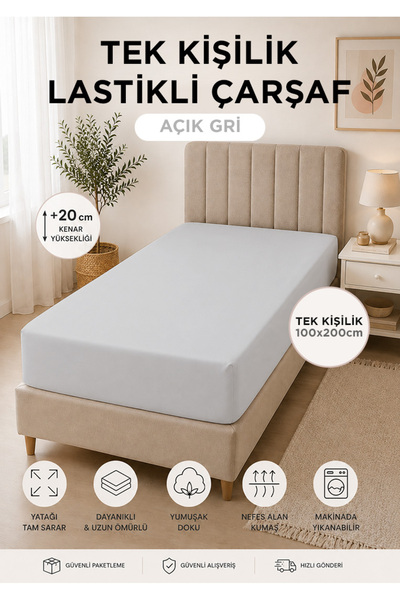 100x200 PAMUKLU LASTİKLİ ÇARŞAF - TEK KİŞİLİK - RANFORCE