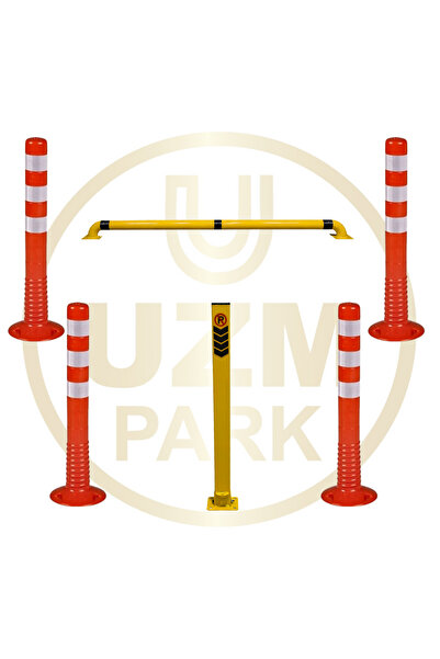 UZM PARK Kişisel Park Alanı 75 cm Metal Yatar Kalkar Direk, 4'lü 75 cm Plasti...