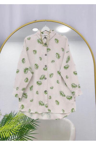 Generic Brand Mixed Pattern Linen Blend Shirt [Oversize, Standard Size, Fits up to Size 44, 75 cm Average]