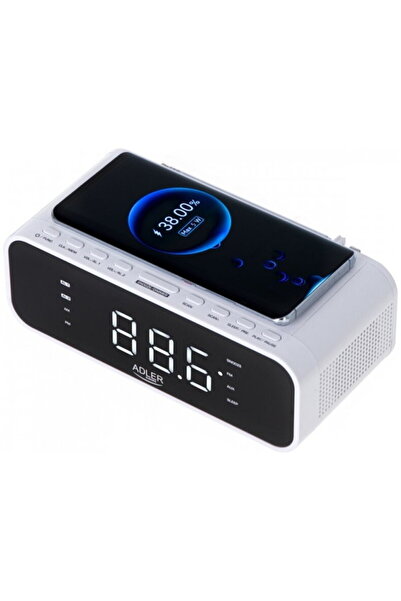 adler Clock with radio, alarm and wireless charger Adler AD 1192W (White)
