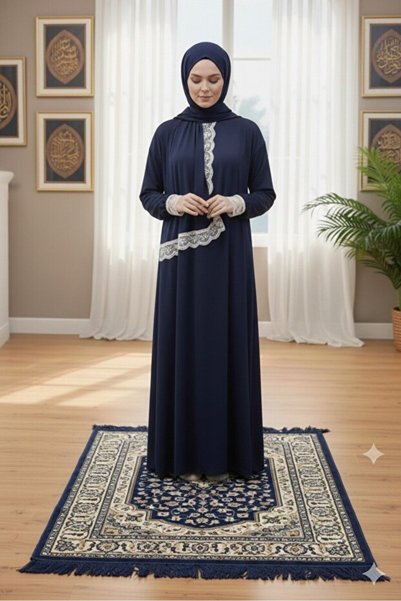 medipek One Piece Prayer Dress with Shawl and Lace, Elasticized Cuffs