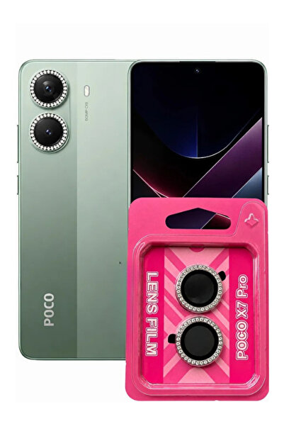 CaseTechnoo Poco X7 Pro Uyumlu Taşlı Parlak Kamera Lens Koruyucu