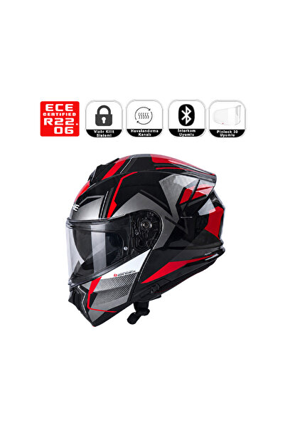 Yohe 935SV Motorsiklet Kaskı Shinny Black Red Grey