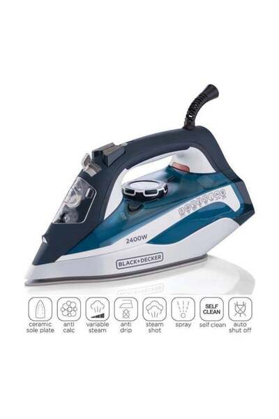 Black and Decker BLACK+DECKER Steam Iron, 380ml Water Tank, Ceramic-Coated So...