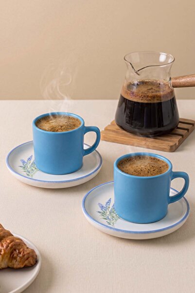 Rivaİstanbul Mavi Elegant Blossoms Coffee Presentation Set for 2 People - 4 P...