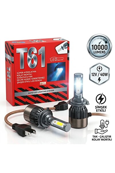 AKSOY T61 Xenon Led Ampul 9006 12V / 40W / 10000 Lumens