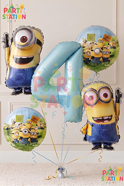 Parti Station Minions Balloon Set 5 Pieces 4 Years Old Minion Kevin and Minio...