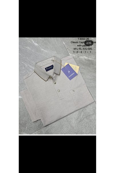 Cinar erkek giyim Men's Polo Collar Pocket T-Shirt Plus Size Oversized Short Sleeve Combed Cotton