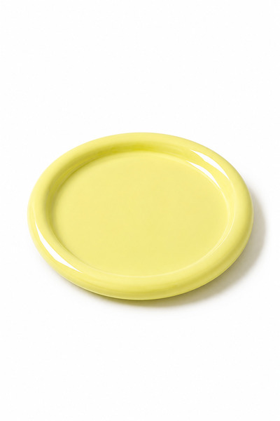 Beige & Stone Ceramic Yellow Donut Breakfast Pastry Food and Dessert Serving ...