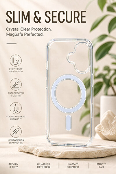 Generic Brand غطاء هاتف مغناطيسي شفاف متوافق مع MagSafe لـ iPhone 17 Pro Max ...