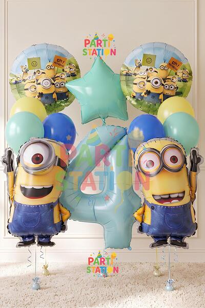 Parti Station Minions Balloon Set 12 Pieces 4 Years Old Minion Kevin and Mini...