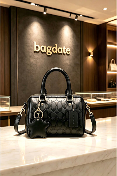 bagdate Women Embossed Pattern Mini Boston Handbag, Dual Top Handles Crossbod...
