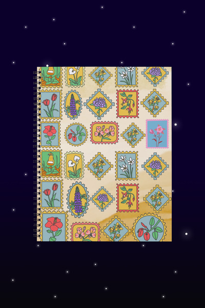 ÇİÇEK PULLAR -BASKILI TASARIM DEFTER