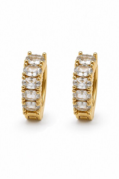 New Obsessions Baguette Stone Gold Hoop Earrings
