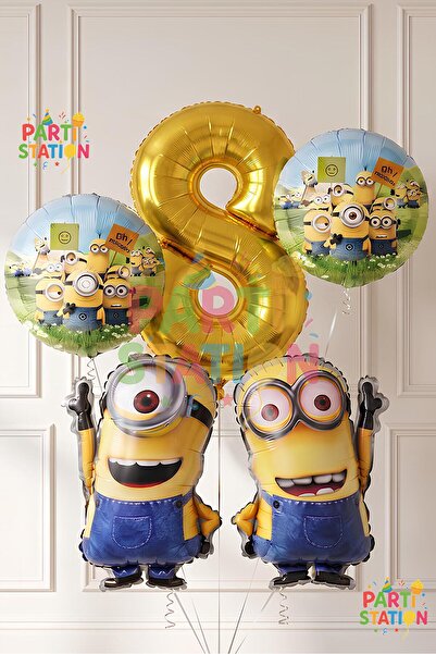 Parti Station Minions Balloon Set 5 Pieces 8 Years Old Minion Kevin and Minio...