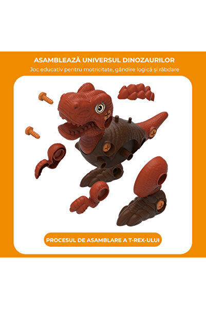 OEM Jucărie de construcție Dinozaur 3D cu bormașină, set STEM 262 piese, 7-14 ani - T-Rex & Stegosaurus
