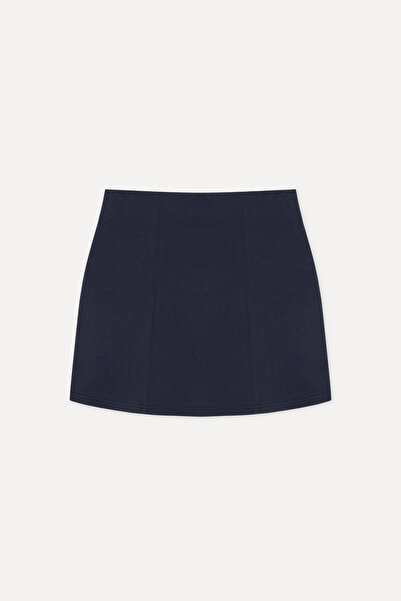 Mudo Women's Navy Blue Straight Cut Mini Skirt