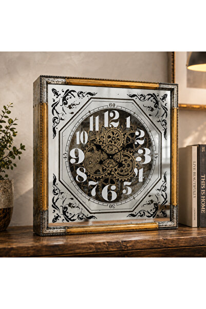 Müjde Concept Çarklı Mekanizma Dekoratif Duvar Saati 60x60 cm