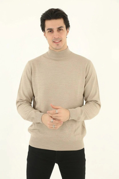 Generic Brand Men's Half-Throat Knitwear Soft Fine Textured Cotton Long Sleev...