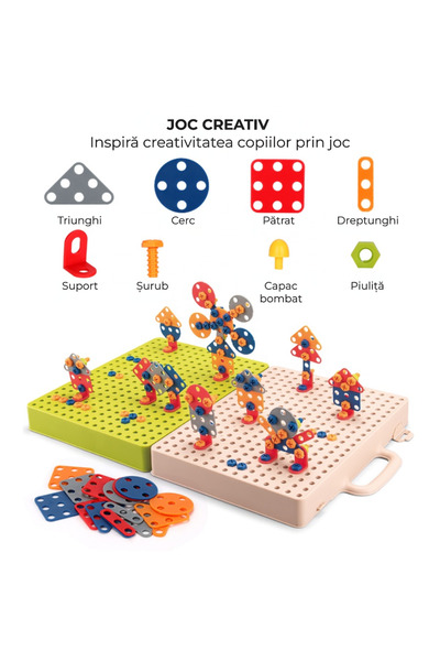 OEM Jucărie de construcție Dinozaur 3D cu bormașină, set STEM 262 piese, 7-14 ani - T-Rex & Stegosaurus