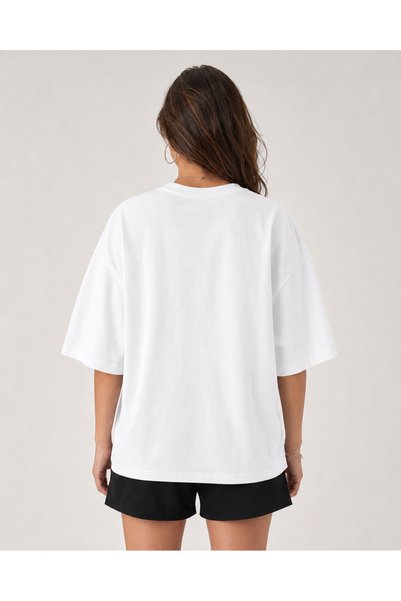 fingerjewerly Women's Margarita Printed Oversize T-Shirt Unisex 80% Cotton Boxy Fit Streetwear T-Shirt Thick Textured