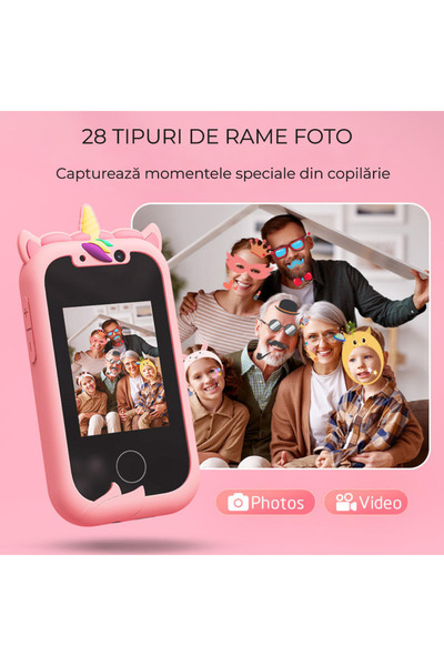 OEM Telefon educativ pentru copii, cameră 24MP, ecran tactil, jocuri puzzle, MP3, 4-6 ani - Albastru