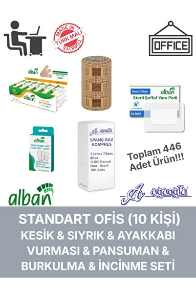 Ağaoğlu Standart Ofis Yara Bakım & Pansuman Seti – 10 Kişiye Kadar, 446 Parça...