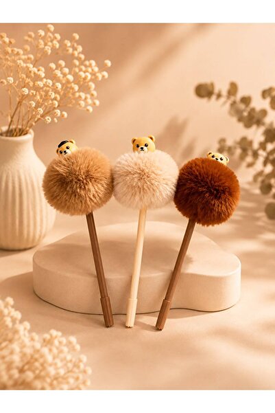 YEŞİL KIRTASİYE Pompom Teddy Bear Ballpoint Pen 1 Pc