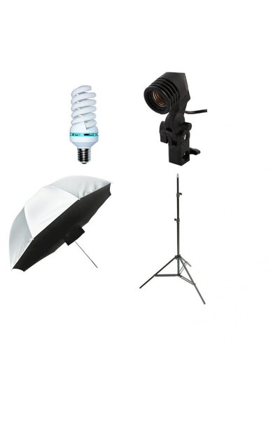 Generic Video chat light kit with bulb and softbox type front diffusion umbre...