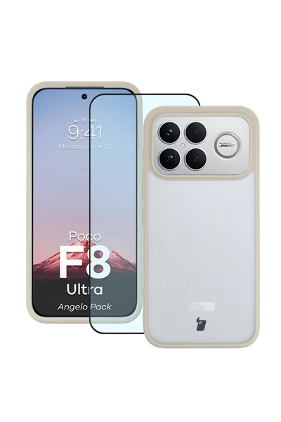 BizonMobile 2-in-1 Case & Tempered Glass Kit for Xiaomi POCO F8 Ultra, Beige