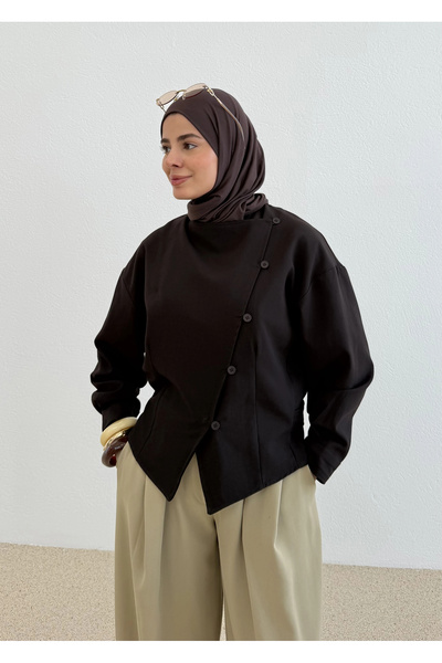 MODA AKSA 7780 LİFE ÇAPRAZ DÜĞME CEKET GÖMLEK kahve