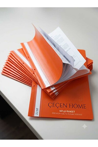 ÇEÇEN HOME Set of 10 Orange Ring-Binder Presentation Folders - A4 Plastic Doc...