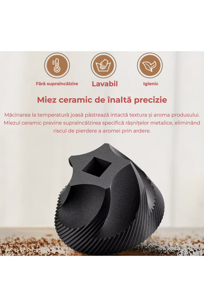 OEM Râșniță de cafea electrică, 40 trepte granulație, portabilă USB-C, detașabilă și lavabilă - Alb