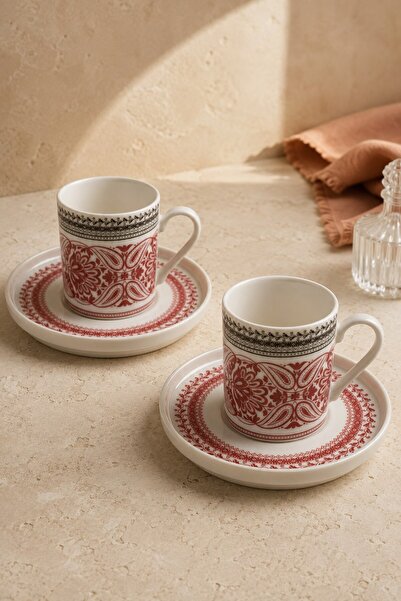 tabakevi Tabak Evi Porcelain Henna Coffee Cup Set 90Cc 4 Pieces for 2 People