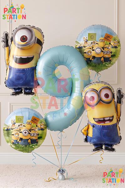 Parti Station Minions Balloon Set 5 Pieces 9 Years Old Minion Kevin and Minio...