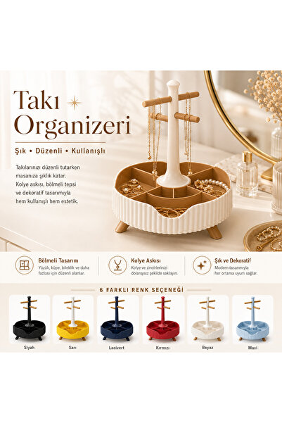 MYE TEKNOLOJİ Jewelry Organizer Jewelry Stand with Necklace Hanger Compartmen...