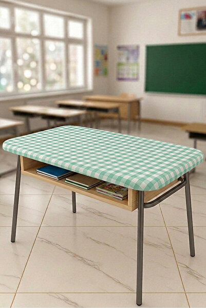Bimotif 5 adet Lastikli Okul Sıra Örtüsü (Pamukludur) 110x40 cm - Mint - (Tüm Standart Sıralara Uyumludur)