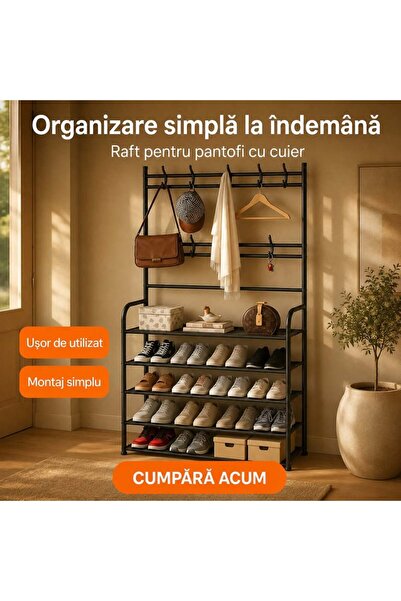 OEM Cuier cu Pantofar Metalic – 5 Rafturi (RO-V10)