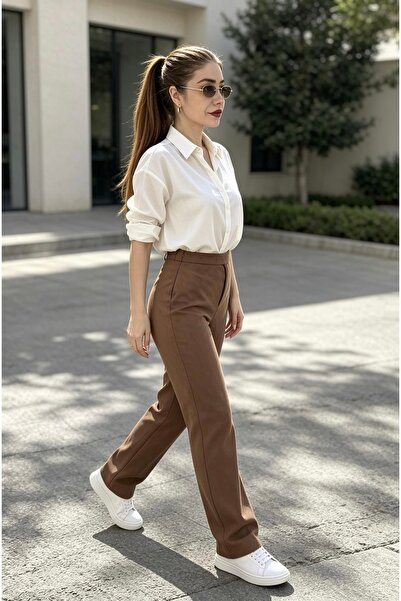 aurabutikstyle Süet Pantolon Yandan Fermuarlı - Esnek Yapı