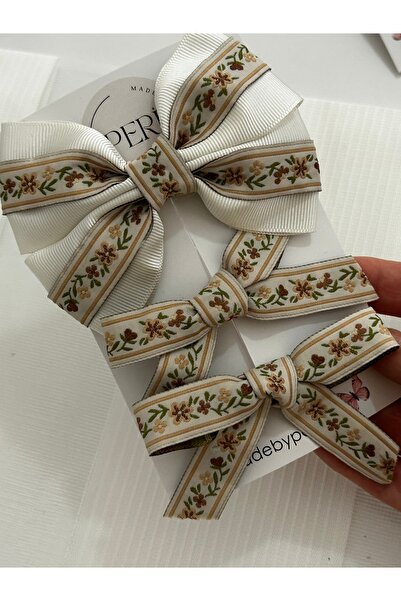 MADE BY PERİ Women'S/Children's 3-Piece Bowknot Buckle Set - Vintage Floral E...