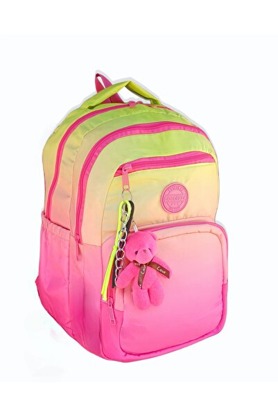 KY Multi-Compartment Yellow Pink Parachute Fabric 4-Zipper Water-Repellent Wa...