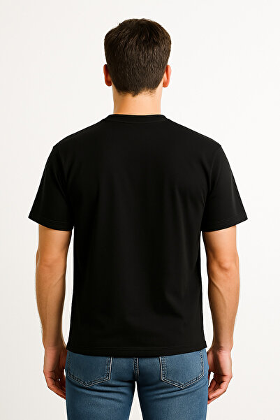 JUSTEVER 100% Cotton Oversize Fit Crew Neck Black Men's T-Shirt - Alpha