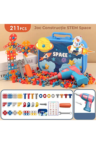 OEM Joc de construcție STEM, 211 piese, model astronaut cu bormașină, puzzle 2D/3D, DIY